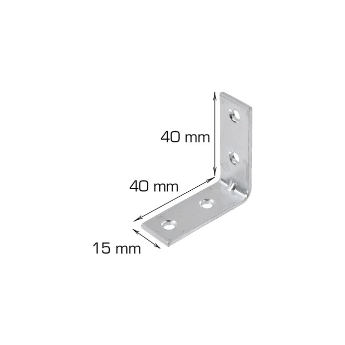 Vinkelbeslag 40 x 40 x 15 mm - 2 stk.